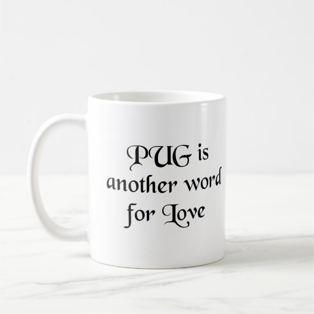 pug word coffee mug (Left)