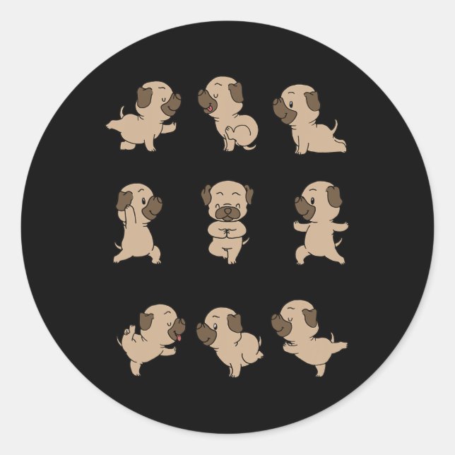 Pug Yoga  Classic Round Sticker (Front)