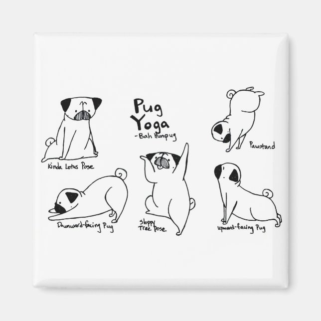 Pug Yoga Magnet (Front)