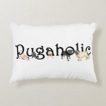 Pugaholic Accent Pillow 16" x 12"