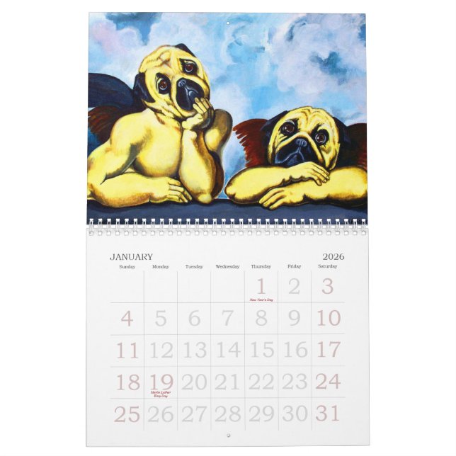 PugArt Calendar $19.95 (Jan 2026)