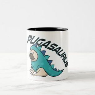 Pugasaurus Pug Dog Two Toned Mug