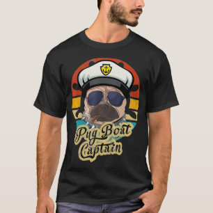 Pugboat Pug Dog Owner Boat Captain Boating Funny D T-Shirt