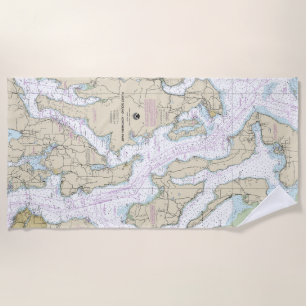 Puget Sound-Northern Part Nautical Chart 18441 Beach Towel