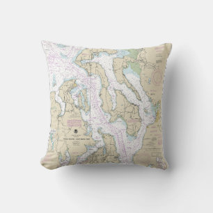Puget Sound-Northern Part Nautical Chart 18441 Throw Pillow