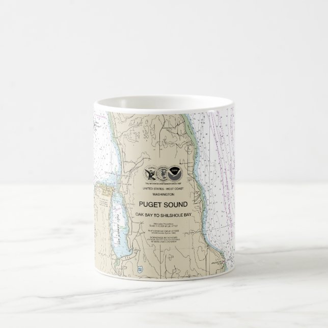 Puget Sound Oak Bay to Shilshole Bay Coffee Mug (Center)