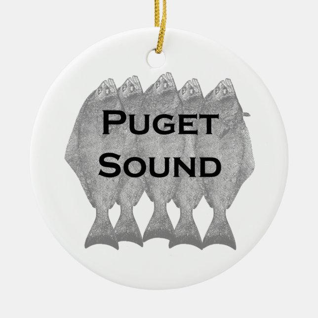 Puget Sound Pacific Halibut Ceramic Ornament (Front)