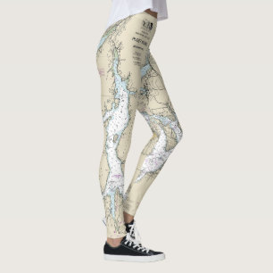 Puget Sound Southern Part Nautical Chart 18448 Leggings