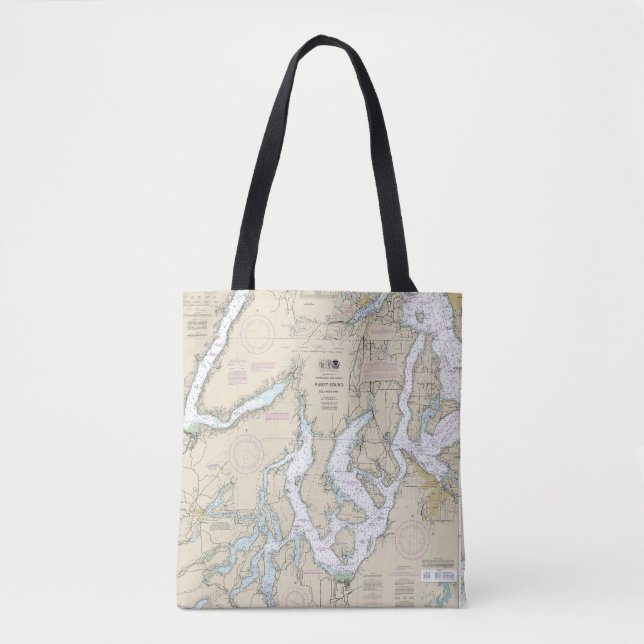Puget Sound Southern Part Nautical Chart 18448 Tote Bag (Front)