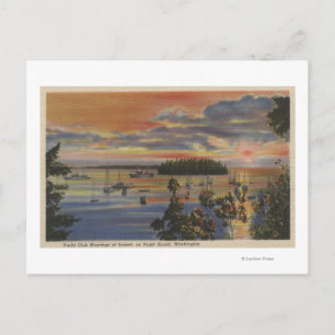 Puget Sound, WA - Yacht Club Moorings at Sunset Postcard