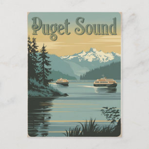 Puget Sound Washington Vintage  Postcard