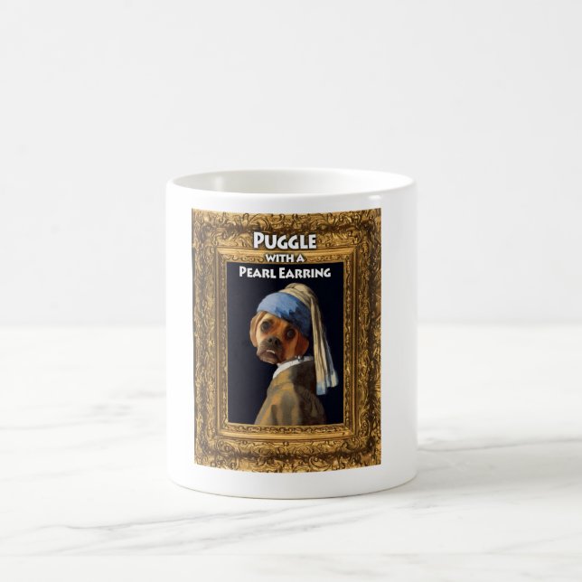 Puggle avec une tasse de boucle d'oreille de perle (Centre)