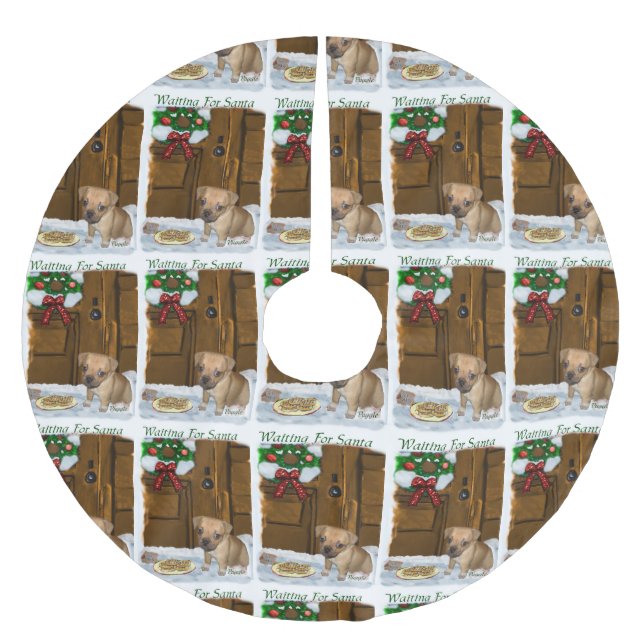 Puggle Christmas Brushed Polyester Tree Skirt (Front)