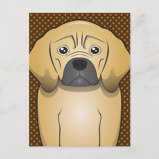 Puggle Dog Cartoon Paws Postcard (Front)