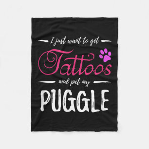 Puggle Dog Lover Tattoo Shirt Funny Dog Mom Gift I Fleece Blanket