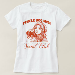 Puggle Dog Mom Social Club Line Art for Women T-Shirt
