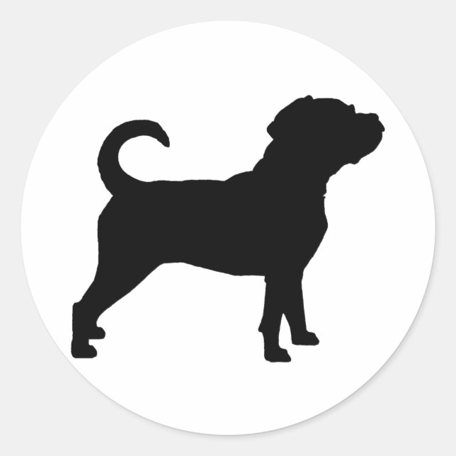 Puggle Dog Silhouette Classic Round Sticker (Front)
