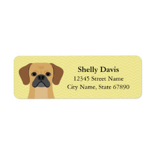 Puggle Dog Yellow Return Address Label