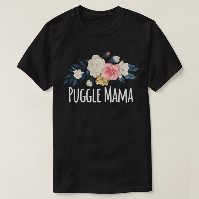 Puggle Mama, Funny Mom Gift Floral Pullover  (Design Front)