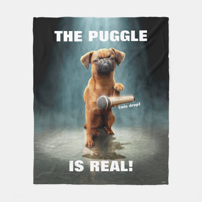 Puggle Mic Drop Fleece Blanket (Front)