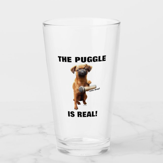 Puggle Mic Drop Glass (Front)