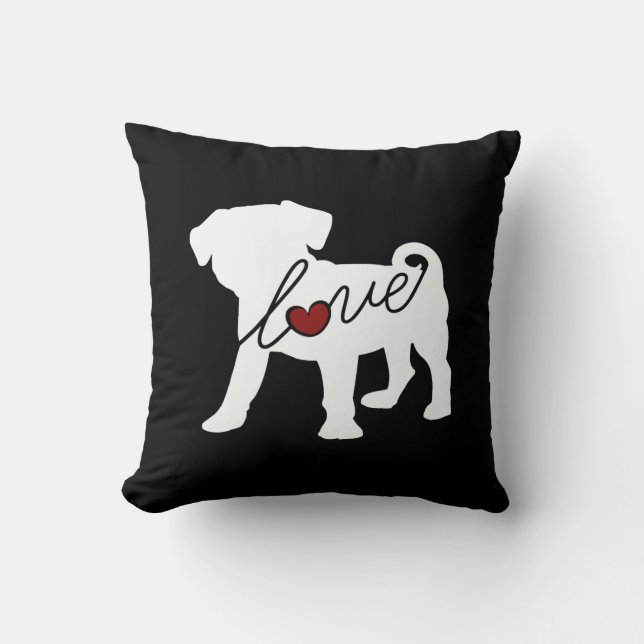 Puggle (Pug / Beagle) Love Throw Pillow (Front)