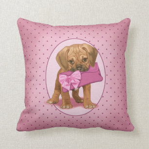 Puggle Puppy and Clutch Throw Pillow