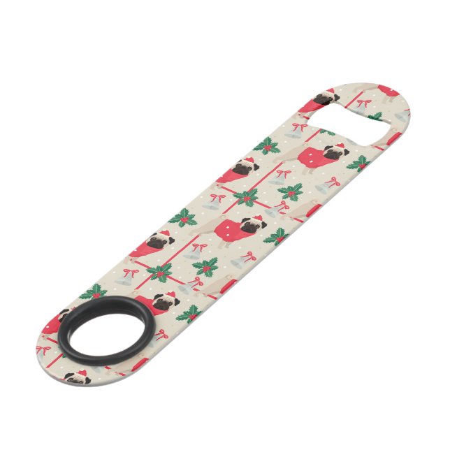 Puggy Christmas Bottle Opener Bar Key (Front Angled)