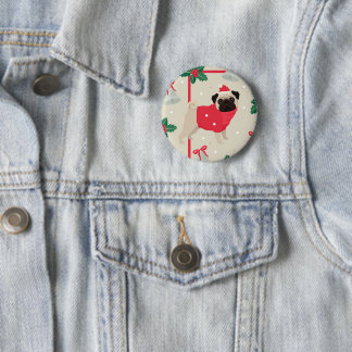 Puggy Christmas Button