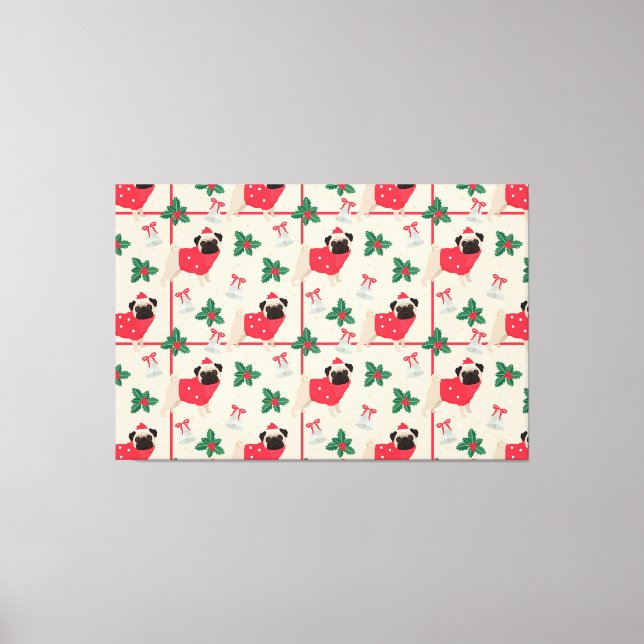 Puggy Christmas Canvas Print (Front)