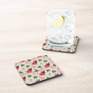 Puggy Christmas Cork-Backed Coasters