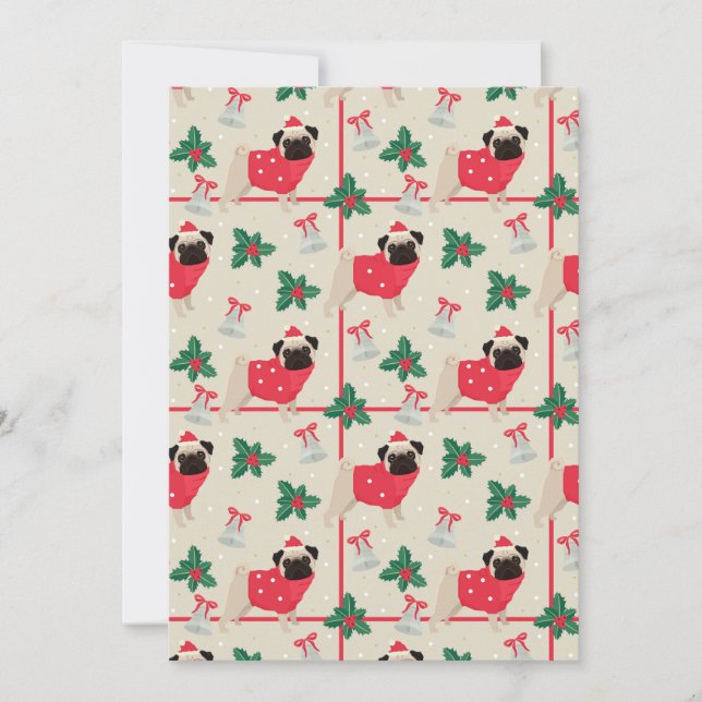 Puggy Christmas Flat Greeting Card (Front)