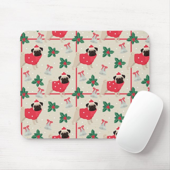 Puggy Christmas Mouse Pad (With Mouse)