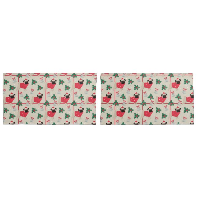 Puggy Christmas Pillowcases (Front-Set)