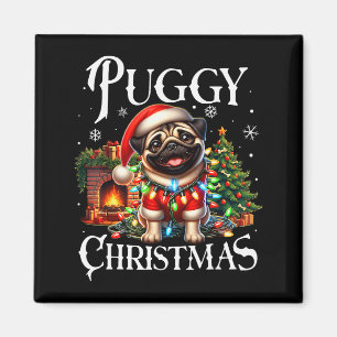 Puggy Christmas Pug Xmas Pug Santa Claus Pug Magnet