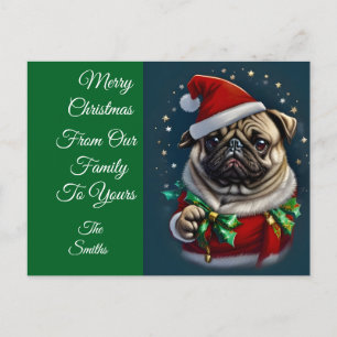 Puggy Claus Collection Holiday Postcard