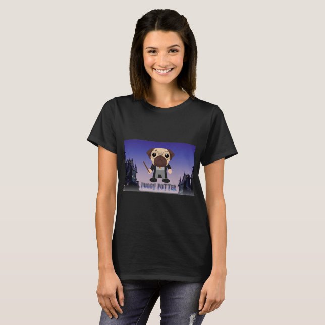Puggy Potter At Pugwarts T-Shirt (Front Full)