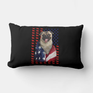 Puggy USA American Flag Lumbar Pillow
