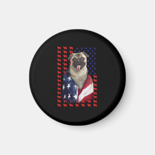 Puggy USA American Flag Magnet