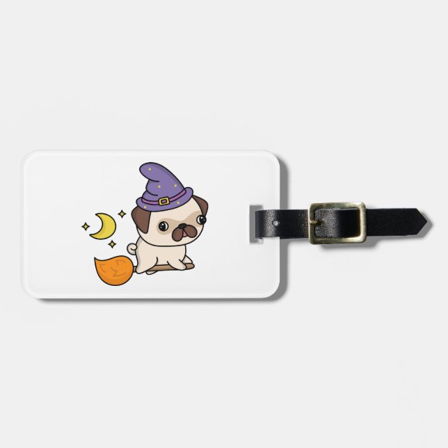 Puggy Witch Luggage Tag (Front Horizontal)