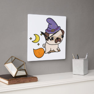Puggy Witch Wall Clock
