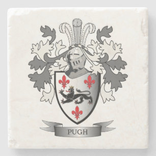 Pugh Family Crest Coat of Arms Stone Coaster