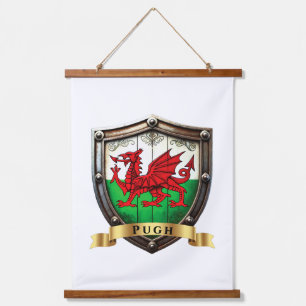 Pugh Wales Surname Shield Hanging Tapestry