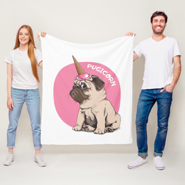 Pugicorn Fleece Blanket (In Situ)