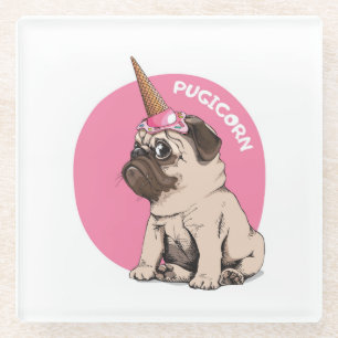 Pugicorn Glass Coaster