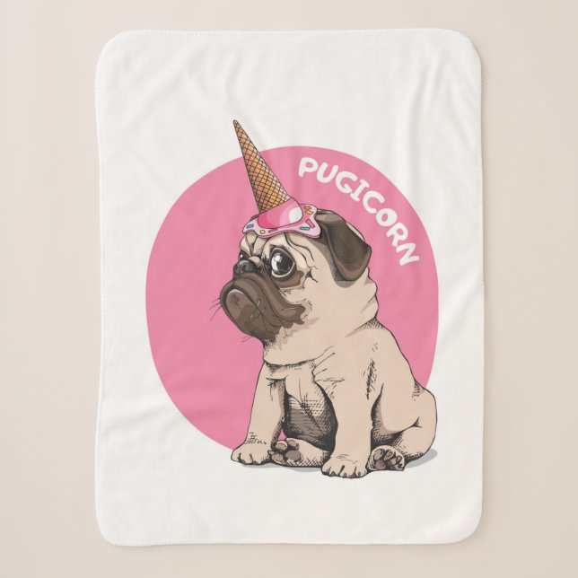 Pugicorn Sherpa Blanket (Front)