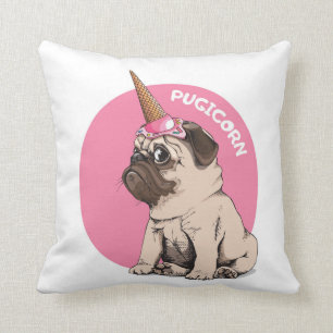 Pugicorn Throw Pillow