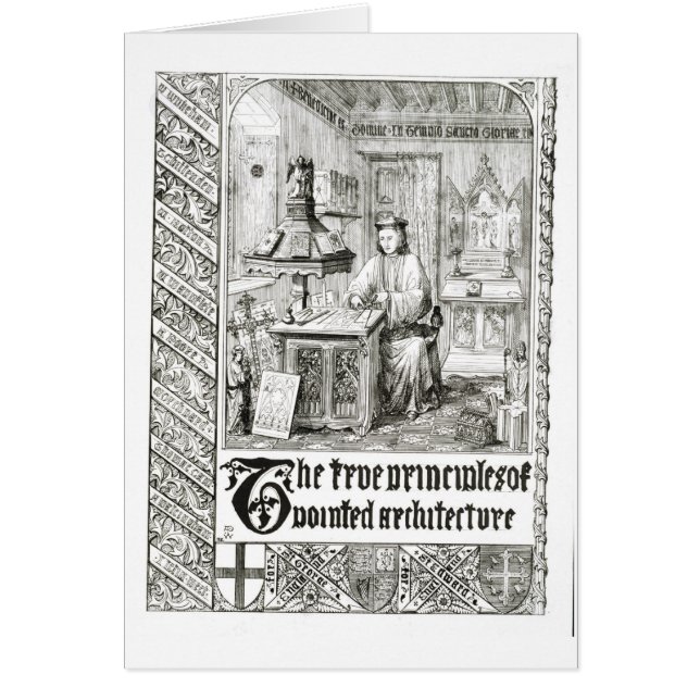 Pugin at work, frontispiece from 'True Principles (Front)