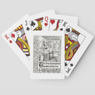 Pugin at work, frontispiece from 'True Principles Playing Cards