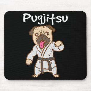 Pugjitsu Funny Dog Pug Quote Brazilian Jiu Jitsu Mouse Pad